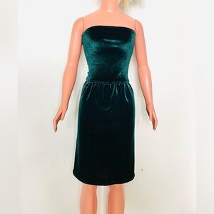 Dark Green Stretch Velvet Top & Skirt for My Size Barbie Doll New Elegant Set